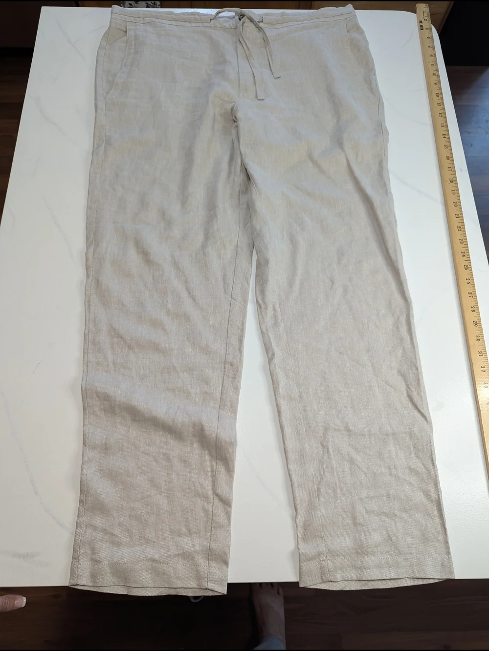 Tasso Elba Men's Linen Blend Drawstring Pants Size XL Natural Tan Beige Beach EC